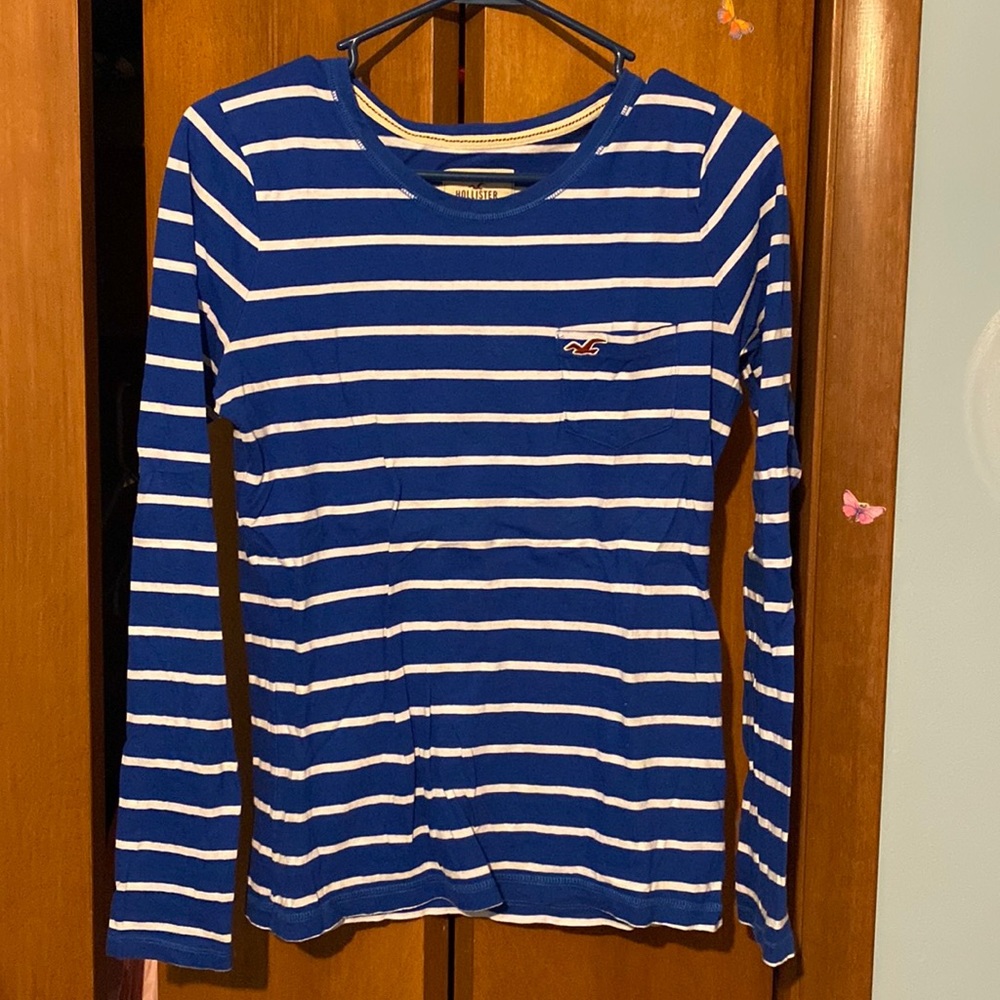Blue and white Hollister long sleeve